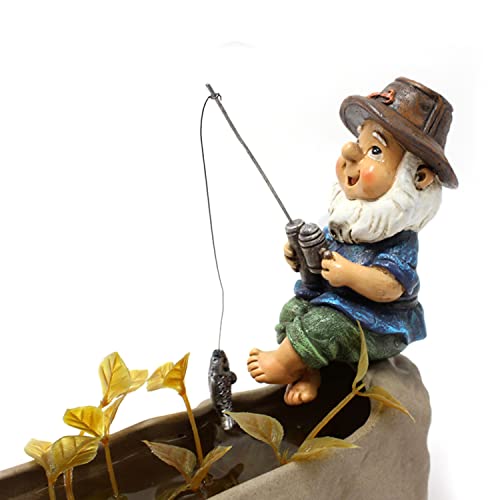 Flocovers Miniestátuas de enfeite de jardim, mini bonecas, estatuetas em miniatura para gnomos, pesc