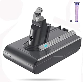 FLYLINKTECH 5000mAh V6 Battery Replacement for DC59 V6 DC58 DC61 DC62 Animal SV03 SV04 SV05 SV06 SV07 SV09 V6 Animal V6 Fluffy V6 Absolute Handheld Vacuum Cleaner with 2 Pack Dyson Pre Filter
