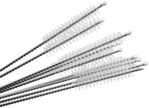 Brussels08 10Pcs Nylon Bristles Stainless Steel Handle Drinking Straw Brush Set, Flexible Pipe Cleaning Drinking Straw Brush Straw Cleaner Reisable Nipple Tube Cleaning Brushes Random