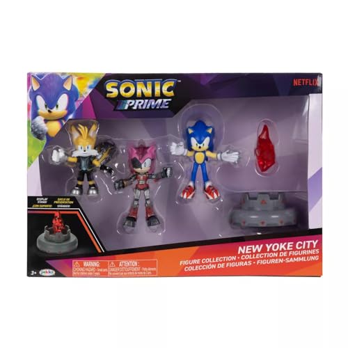 Image of JAKKS Pacific Sonic Prime 2.5 inch Figure Multipack with Sonic, Tails Nine & The Prism Shard with Display Base!