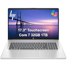 HP 17 Laptop 17.3" HD+ Touchscreen, Intel 10-Core 7 150U > i7-1355U, 32GB RAM, 1TB SSD for Business, Home, Students, Narrow Bezel, Webcam, Fast Charge, Wi-Fi 6, Win 11 Home w/ Copilot, Silver