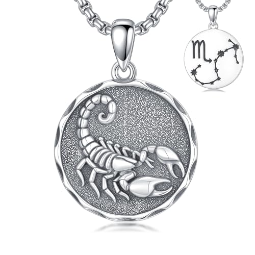 Collier PROESS Signe du Zodiaque 925 Argent Sterling Pendentif Constellations Étoilées Horoscope Astrologie Bijoux Cadeau Idéal pour Anniversaire Noël pour...
