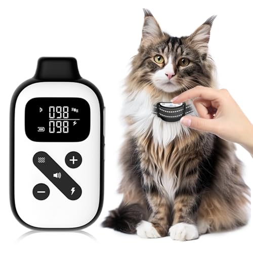 Ultra-Small Cat Shock Collar with Remote Pocket-Sized 3300Ft Cat Training Collar with Shock/Vibration/Beep Vibration&Beep 4 Modes Mini Waterproof Shock Collar for Cats with 200-Level for Misbehavior