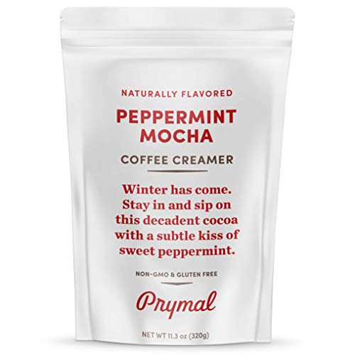 PRYMAL Coffee Creamer - Non Dairy, Keto, Sugar Free - 100% Natural, Non Refrigerated Powder with MCT - 11.3oz Bag - Peppermint Mocha Flavor