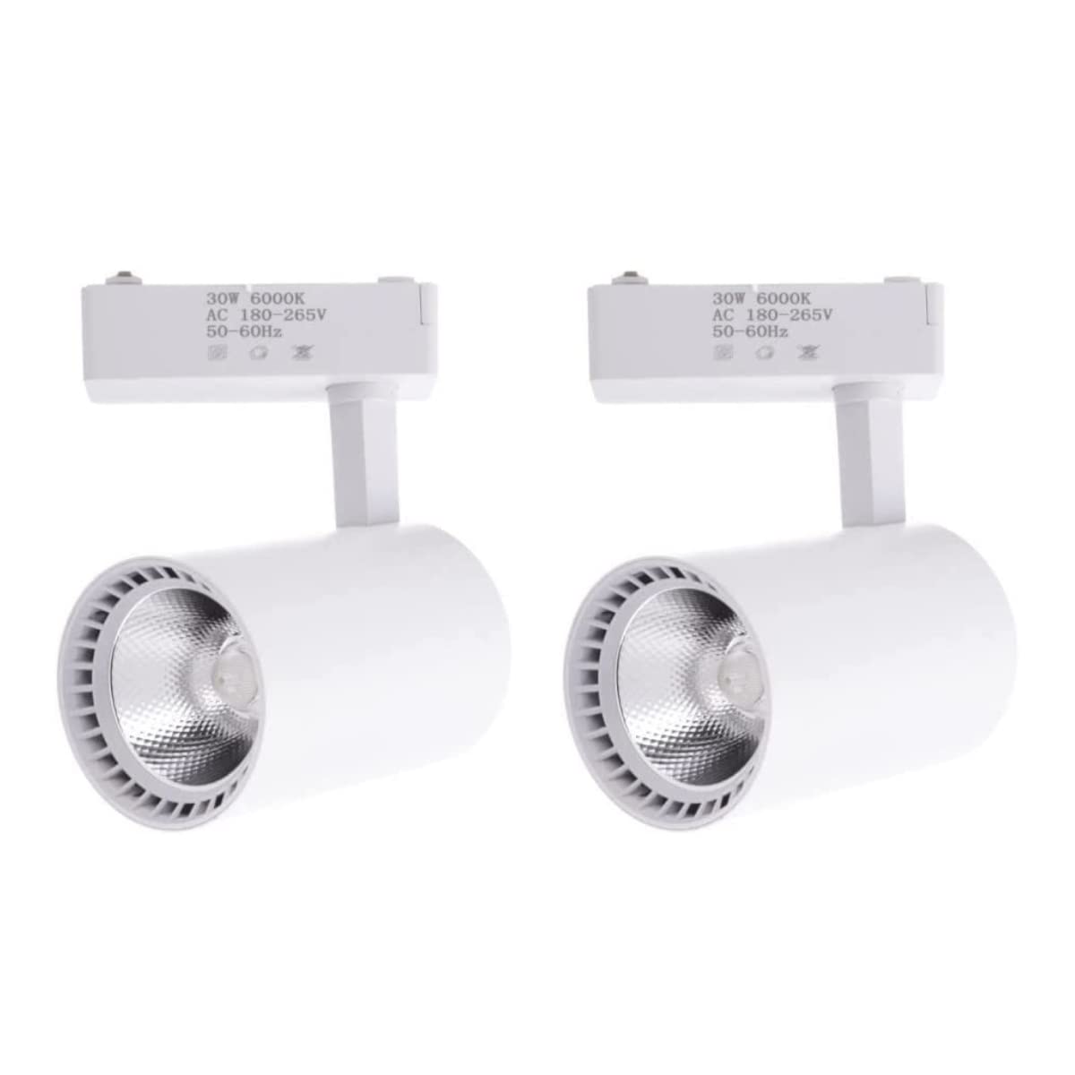 Jandei - Zestaw 2 szt. Reflektor sufitowy LED na szynę 30 W, zimna biel 6000 K, 2200 lumenów, 220 V 50-60 Hz jednofazowy, aluminium Garderoba, witryna sklepowa, sklep, biuro. Kolor czarny