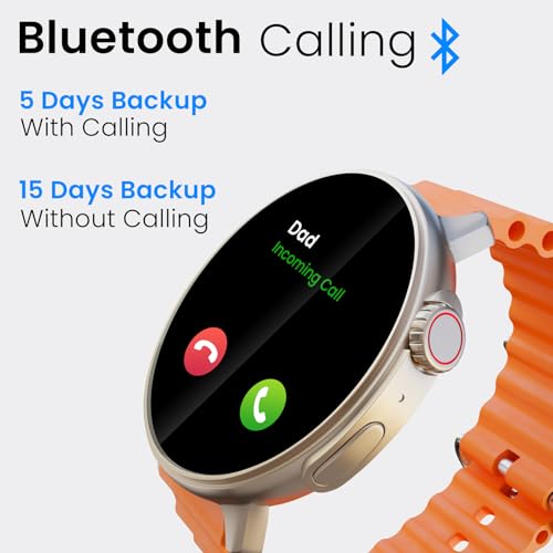 Image of CELLECOR A5 PRO DISC 1.52 inch HD Display- BT Calling Smartwatch, 500 NITS, AI Voice Assistant, with 120+ Sports Modes, SpO2, HR, IP68, Camera Control - Golden /Orange