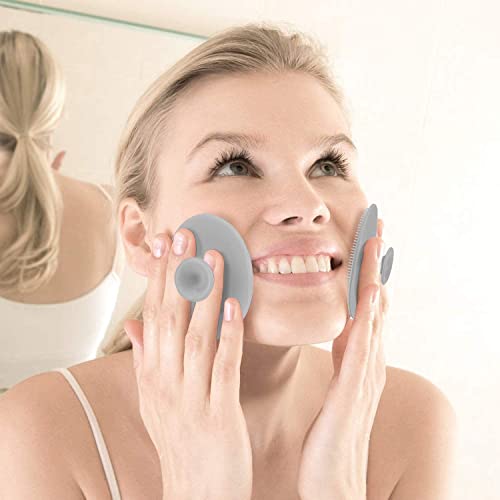 Luckyiren Silicone Face Scrubber Exfoliator Facial Cleansing Pads Precision Pore Cleansing Pad Acne Blackheads Removing Face Brush Baby Shower Tool Brushes (Grey+White; 4 Pack) #TOP2