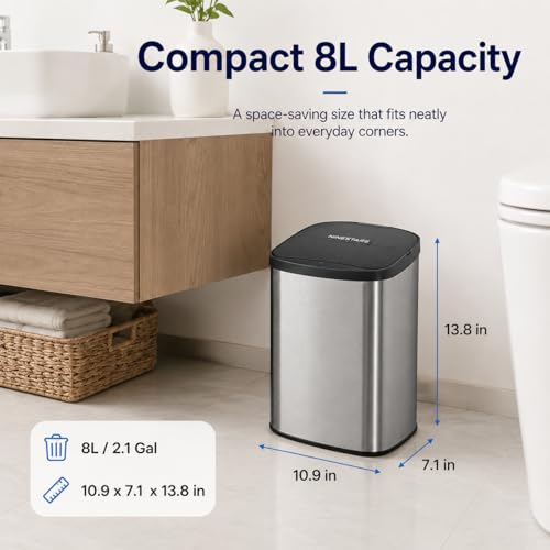 Bote de basura inteligente de acero inoxidable 8L con sensor de movimiento miniatura 4