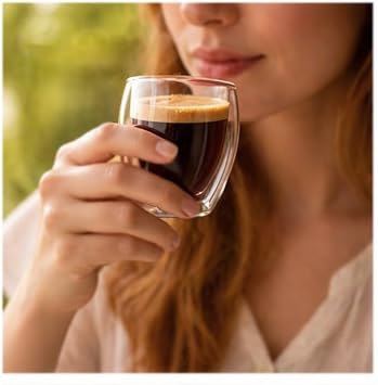 Creano doppelwandige Espressotassen 2er-Set 100ml Mokkatassen Thermo-Gläser mit Schwebe-Effekt