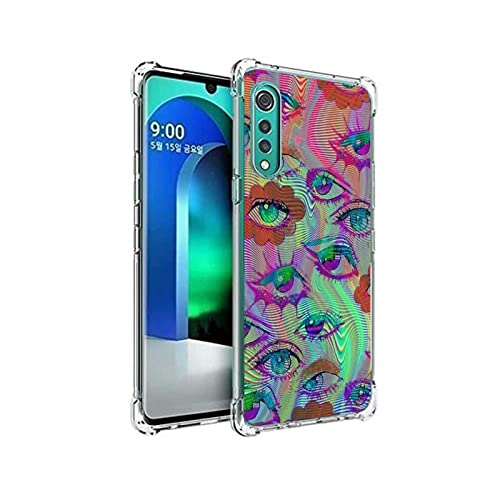 Qwertyui Compatible With Lg Velvet 5G Uw/Lg Velvet 5G / Lg Velvet 4G Case, Psychedelic Trippy Eyes Flower Hippie Magic Graphic Design For Lg Case Girls Women,Soft Tpu Stylish Case For Lg #TOP3