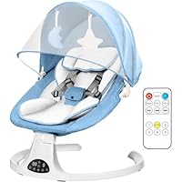 Baby Bouncer, Portable Electric Baby Swing with Bluetooth, 5 Swing Speed, 3-Stage Timer, 5-Point Harness, Remote Control & Touch Panel, Bouncer from Birth with 2 Soft Toys & Soft Pillow