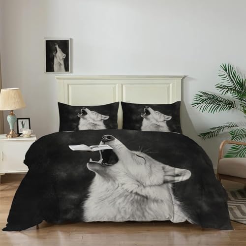 Parure de lit loup noir microfibre douce de qualité - 2