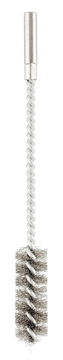 Kwb Silver Round Wire Brush/ Cylindrical Brush Fine, Corrugated, Steel Wire, Ø 38 Mm For Metal And Stone, Wire Brush For Drilling Machine Incl. 8 Mm Round Shaft, Tube Brush For Kettle/Heater, 1 Piece