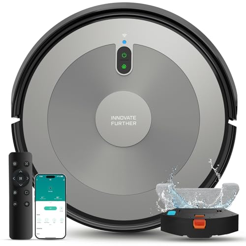 Deenkee Robot Vacuum Cleaner with Mop, 4000Pa Ultra Strong Suction Robot Vacuum, Super Thin Robotic Vacuum with Auto Carpet Boost, WiFi/APP/Remote, 120Min Runtime, for Hard Floors Carpets Pet Hairs