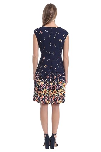 Image of London Times Womens Dresses Cap Sleeve Fit and Flare - Elegant Summer Cocktail Graduation Garden Party Wedding Guest Dress