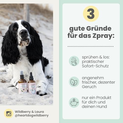 Noms+ Zpray Zeckenmittel für Hunde und Menschen Jahresvorrat | Spray mit pflanzenbasierten Wirkstoffen & Saltidin | gegen Zecken, Milben, Flöhe, Sandmücken