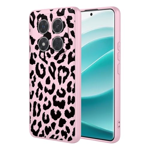 ESONG Leopardato Cover per Xiaomi Redmi Note 14 Pro 5G Custodia Sottile Liquido Carina Aesthetic Disegno Print Motivo per Donne Ragazze Morbida Antiurto rosa silicone tpu