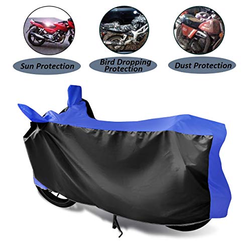 Image of Auto Hub Scooty Cover Compatible with Dio with Mirror Pocket, Dustproof, Heat Resistant, Triple Stitched, Dio Scooty Cover- Black, Blue