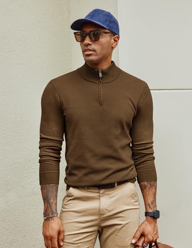 PJ PAUL JONES Mens Quarter Zip Pullover Sweaters Casual Slim Fit Lightweight Knit Sweater4