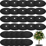 30 Pieces 20.5 Inch Weed Barrier Mats Non Woven Tree Mulch Ring Thickened Tree Protectors Mat Black Mulch Reusable Tree Rings Landscaping Plant Cover Round Anti Grass Gardening Fabric Cover