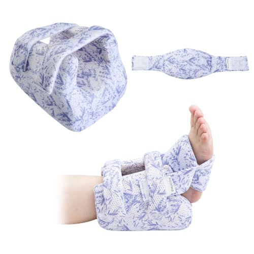 Image of 3D Heel Protectors With Strap to Elevation Foot for Pressure Sores | Ankle Pillow Cushions for Bed Sores and Heel Pain Relief,Suitable for Elderly or Bedridden (Purple Bamboo Pattern, 1PC)