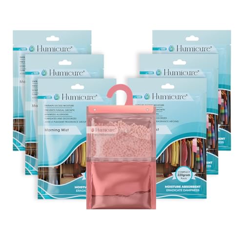 Image of Moisture Absorber Dehumidifier 500ml Absorption Capacity Prevents Mold, Dampness & Bad Odor Ideal for Wardrobe, Bathroom, Kitchen & Bedroom 220g x 6 (Morning Mist)