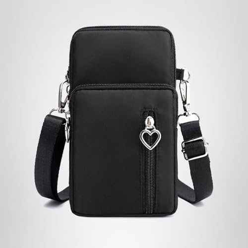 Miniatura 10 de Janks Bolso Bandolera Pequeño Para Mujer, Nailon Bolso De Teléfono Móvil Con Puerto Para Auriculares, Correa Ajustable, Compatible Con Móviles Hasta 7