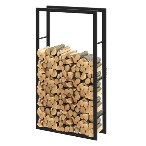 Laneetal Range-Bûches, Étagère pour Bois de Cheminée Intérieur Extérieur, 150x80x25cm, Métal, Noir