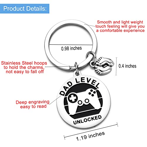 First Time Dad Uncle Gifts Fathers Day Keychain for New Dad Uncle, Daddy to be Dad Uncle Level Unlocked Keychain - Image 6
