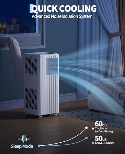 Image of Garvee 8000 BTU Portable Air Conditioner, 3-in-1 Cooling, Dehumidifying & Fan for Rooms Up to 350 Sq. Ft | Quiet Sleep Mode | Energy-Saving 24-Hr Timer | AC Unit w /Remote & Full Window Kit, White