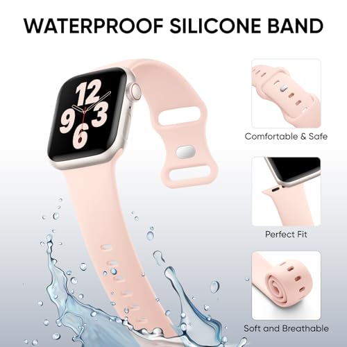 Silicone Band Compatible with Apple Watch Bands for Women 40mm 44mm 45mm 46mm 38mm 41mm 42mm 49mm Ultra Men, Sport Strap for iWatch Bands Series 10 9 8 7 6 5 4 3 SE