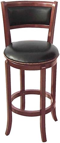 Wood Swivel Bar Stool with Back (29 in. Espresso)