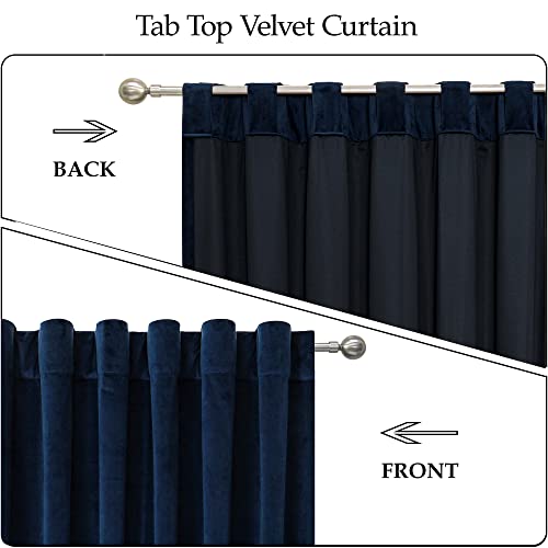 West Lake Luxury Velvet Blackout Window Curtains Navy Blue Drapes For Living Room Thermal Insulated Rod Pocket Back Tab Window Drapes For Bedroom 2 Panels,52" Wx95 L #TOP2