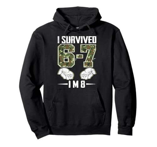 8th Birthday Camo 67 Birthday Six Seven Meme 8 Years Old Pullover Hoodie