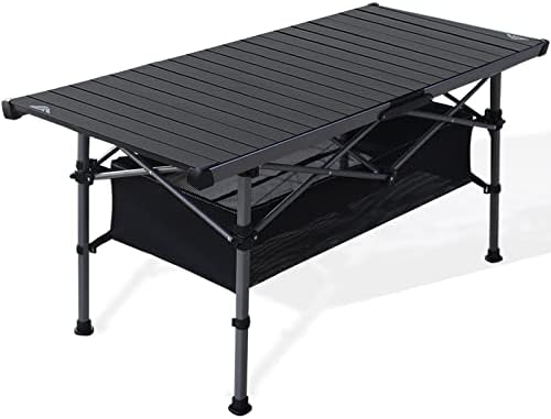 Ablazer Camping Table Outdoor Folding Portable Table, Aluminum Picnic Roll-up Table with Carry Bag for Outdoor, Camping, Picnic, Beach, for Large 4-6 Person for Outside Party