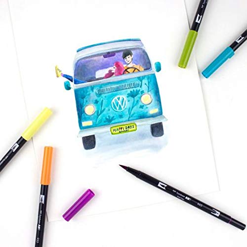 Image of Tombow 56217 Dual Brush Pen Art Markers, Retro, 10-Pack. Blendable, Brush and Fine Tip Markers