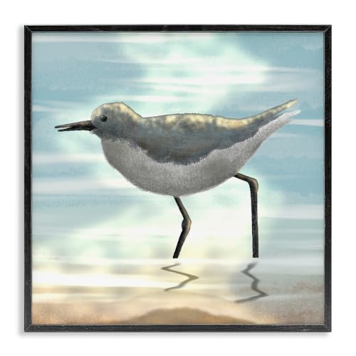 Sandpiper Coastal Ocean Tide Bird, 17 x 17 Inch Framed Giclée Print