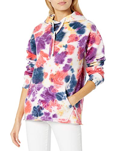 True Religion Women's Relaxed Long Sleeve Hoodie, Multi Watercolor, Small