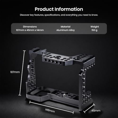 Image of Simpex Camera Cage for A7R3, A7M3, A9 Series,Durable Metal Cage with Multiple Mounting Points, Cold Shoe, Full Access Design for Sony Alpha Cameras, Perfect for Videography & Photography.