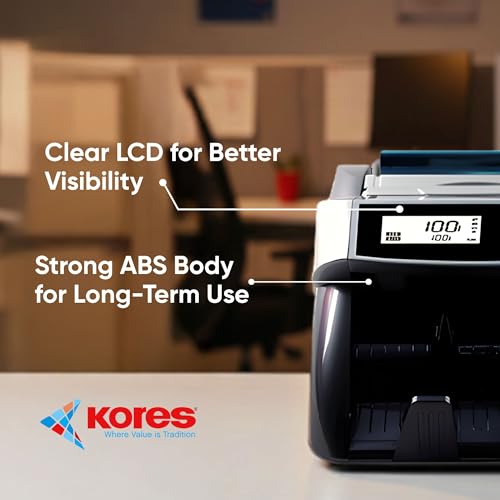 Image of Kores Easy Count 440 Currency Counting Machine - Ideal for Shops, Offices & Retail | Fake Note Detection | Counts 900 Notes /Min | Supports INR /USD /EUR