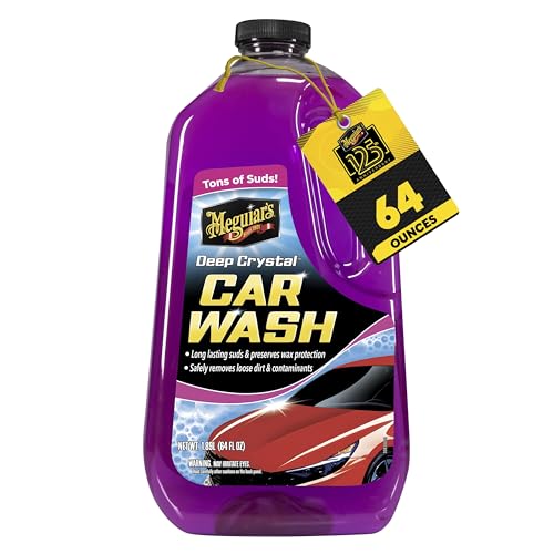 Meguiar's Deep Crystal Car Wash - Car Wash Shampoo that Cleans Paint, Enhances Gloss, and Preserves Wax Protection, pH Balanced Car Wash Soap with Excellent Foaming Action, 64 Oz