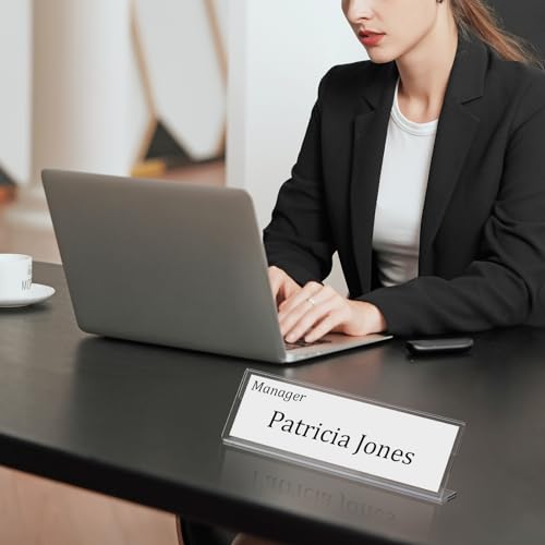 24 Pcs Acrylic Name Plates for Desk 2 X 8 Inches Name Tents for Classroom License Label Holder for Back to School Classroom Office Conference Business Meeting Table Display (24) by PRALENA - Image 5