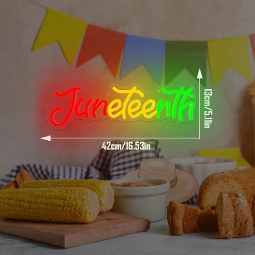Image of Juneteenth Neon Sign Dimmable Black History Month Neon Lights June 19 Light Up Sign African American Freedom Day Party Led Wall Decor Juneteenth Gifts