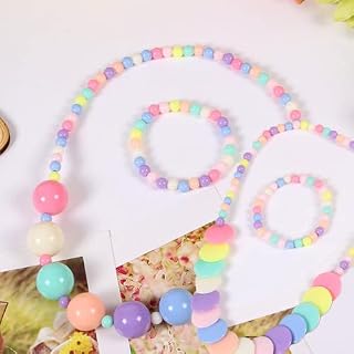 Mori Kamei Kids Unicorn Jewelry Set,Unicorn Necklace,Bracelet Set-Candy Colors Necklaces For Little Girls Toddlers Children Play Pretend Dress Up