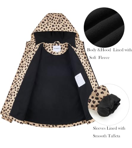 Image of Boys Girls Rain Jackets Waterproof Hooded Fleece Raincoats Lightweight Windbreakers for Kids