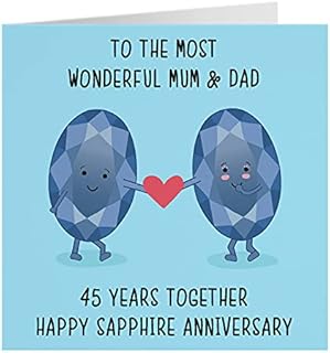 Hunts England Mum And Dad 45th Anniversary Card - To A Wonderful Mum & Dad - 45 Years Together - Happy Sapphire Anniversary - Iconic Collection - Standard - 148 x 148 mm