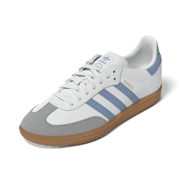 adidas FTWWHT/ASHBLU/GUM3 Unisex Samba OG J FTWR whiteAsh Blue/Gum 3 3.5 US, Wide Little_Kid