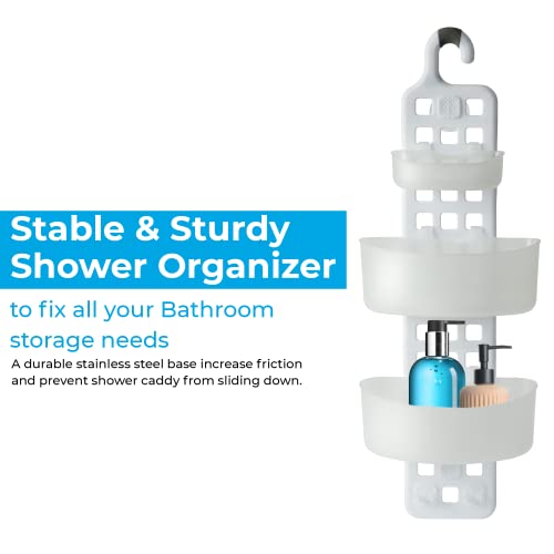 Adjustable 3-Tier Blue Plastic Shower Caddy - No Drill Storage - Image 6