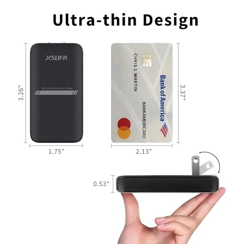 45W USB Wall Charger,Flat Wall Charger,Dual USB C with PD 3.0 & GaN,Folding USB Wall Plug for Traveling,Fast Charging for Laptops,Phones,Support Super Fast Charging for Samsung Galaxy, Black