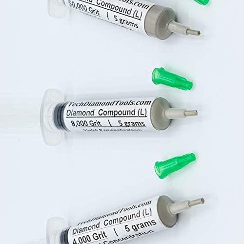 TechDiamondTools Diamond Polishing Paste Kit โ 3 Grits (4000, 8000, 50000) | USA Made | Oil-Based Syringes | Progressive Polishing Set for Metal, Glass, Gemstone, Knife, Jewelry | 10% Diamond Powder